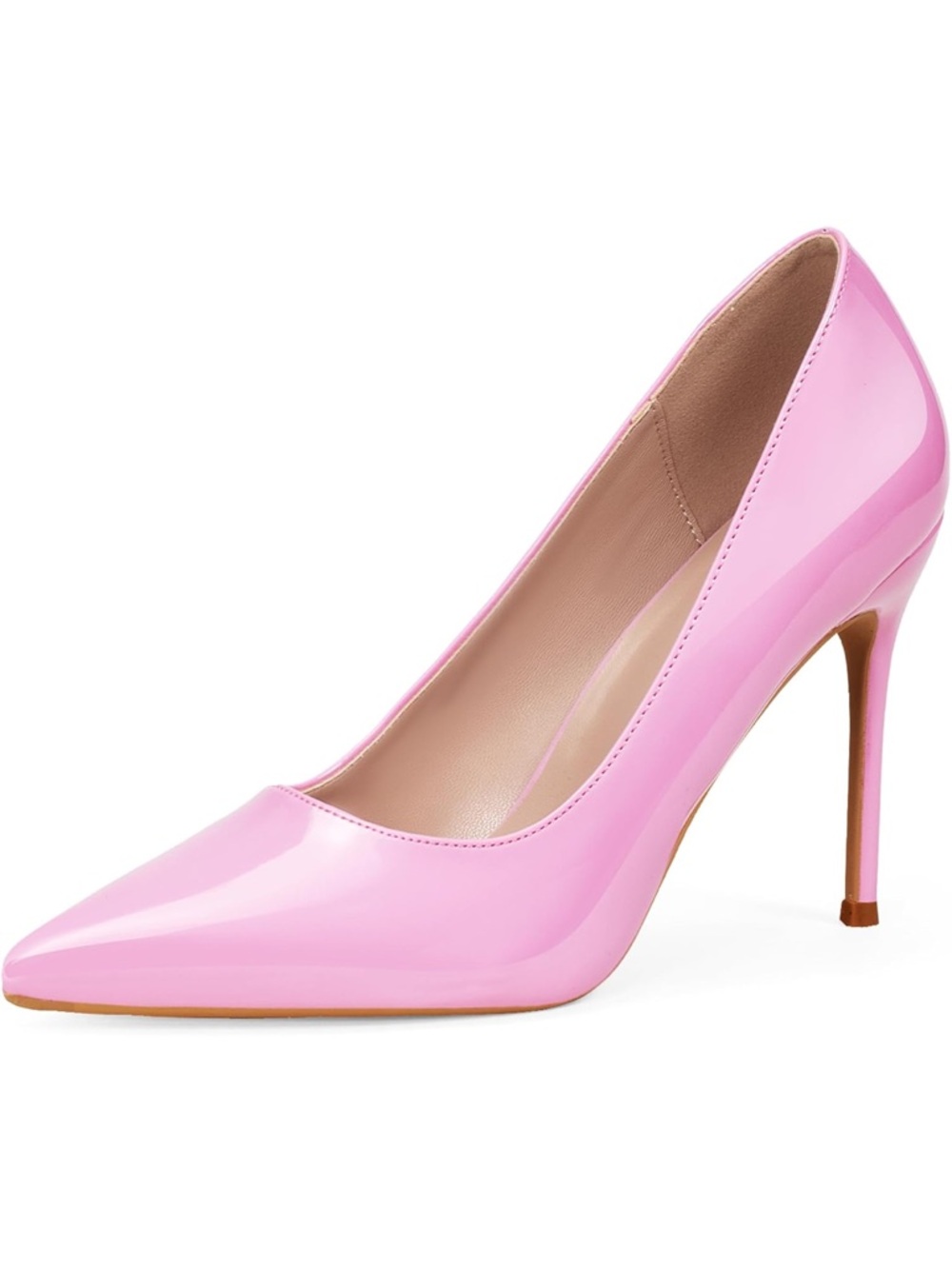 Genshuo Pink Patent Pointed-Toe Stiletto Pumps